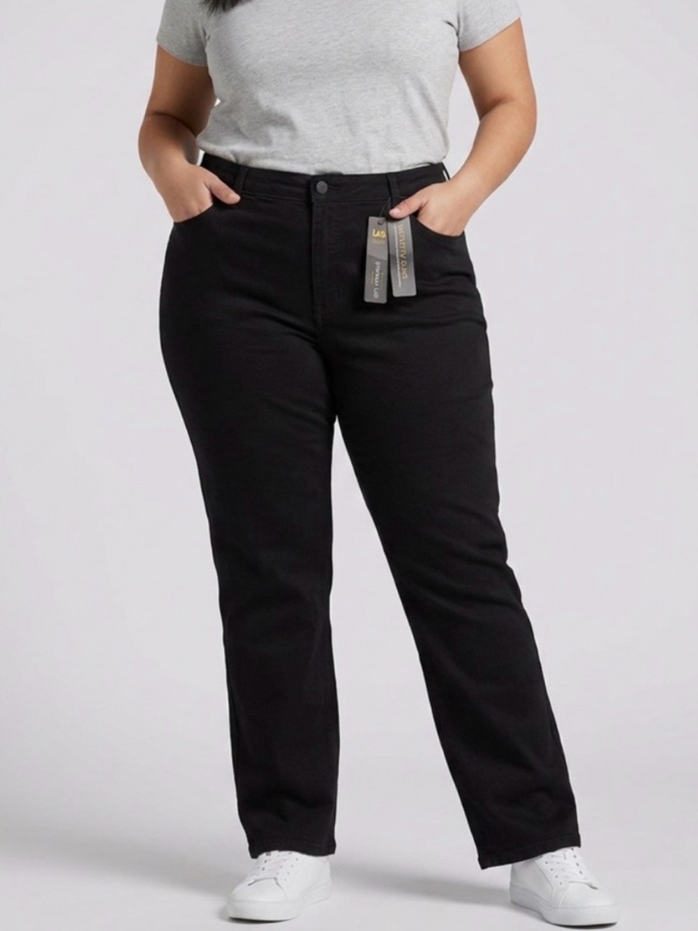 Lee Instantly Slimming High Rise Black Straight-Leg Jeans Size 18W Short